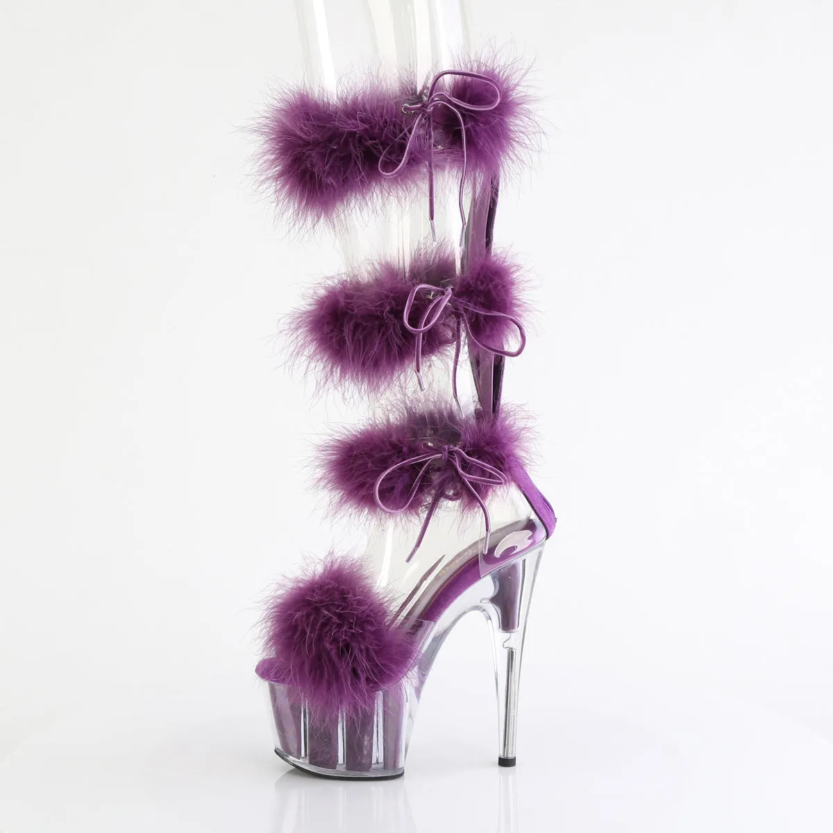 7 Inch Heel ADORE-728F Clear Purple Fur