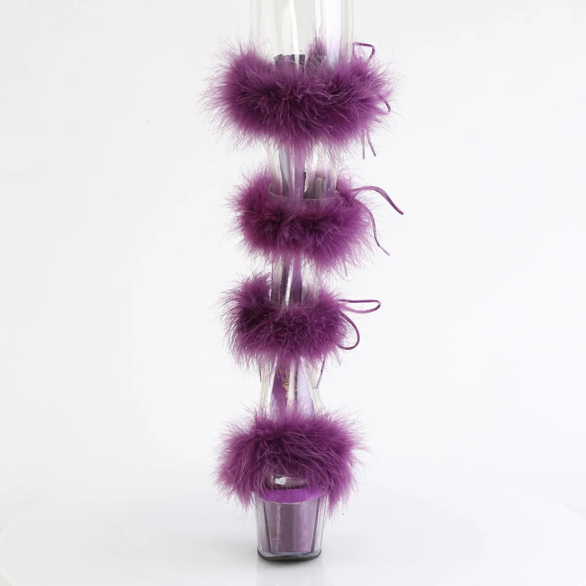 7 Inch Heel ADORE-728F Clear Purple Fur