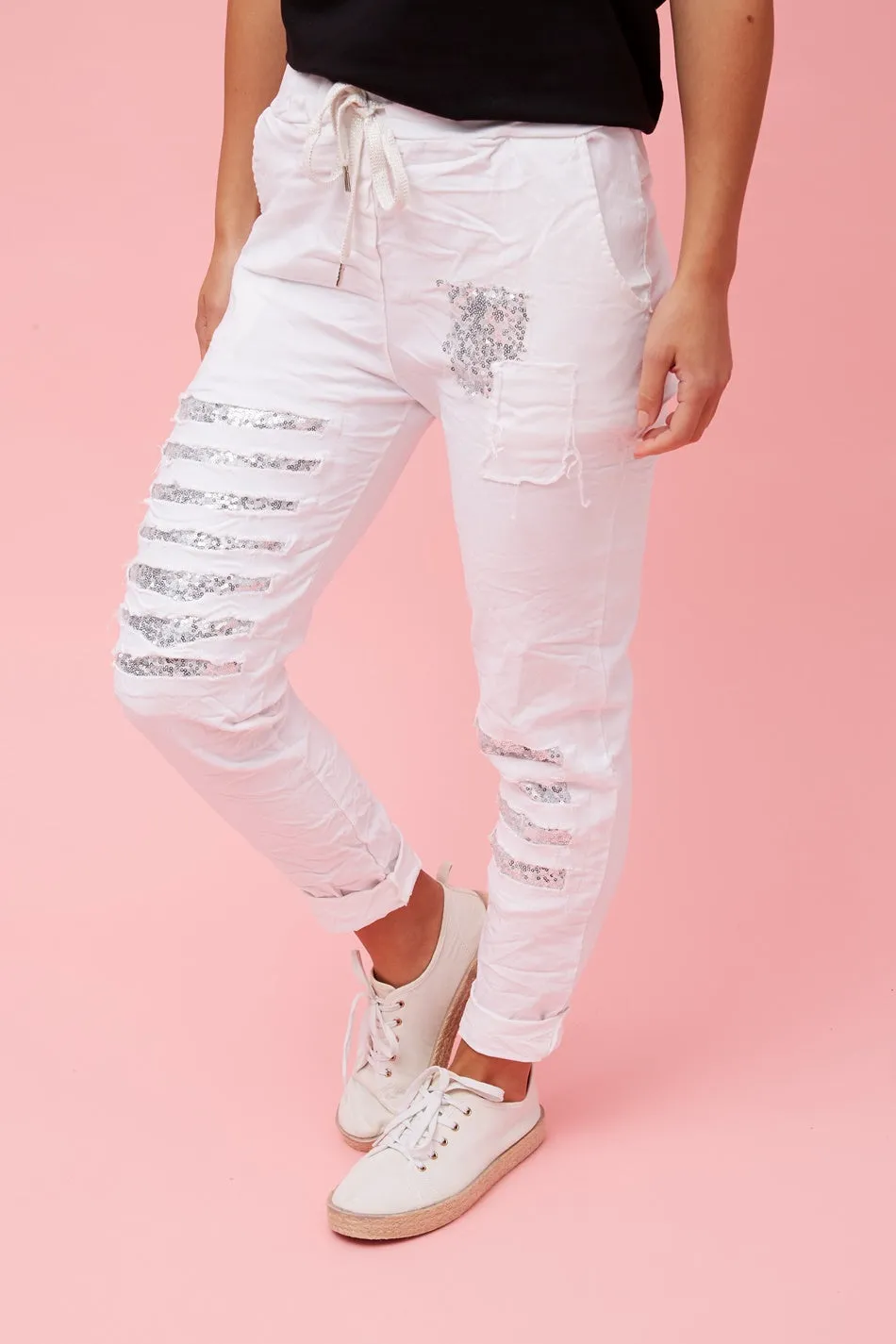 AIDA SEQUIN PATCH JOGGERS