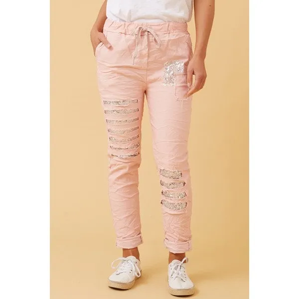 AIDA SEQUIN PATCH JOGGERS