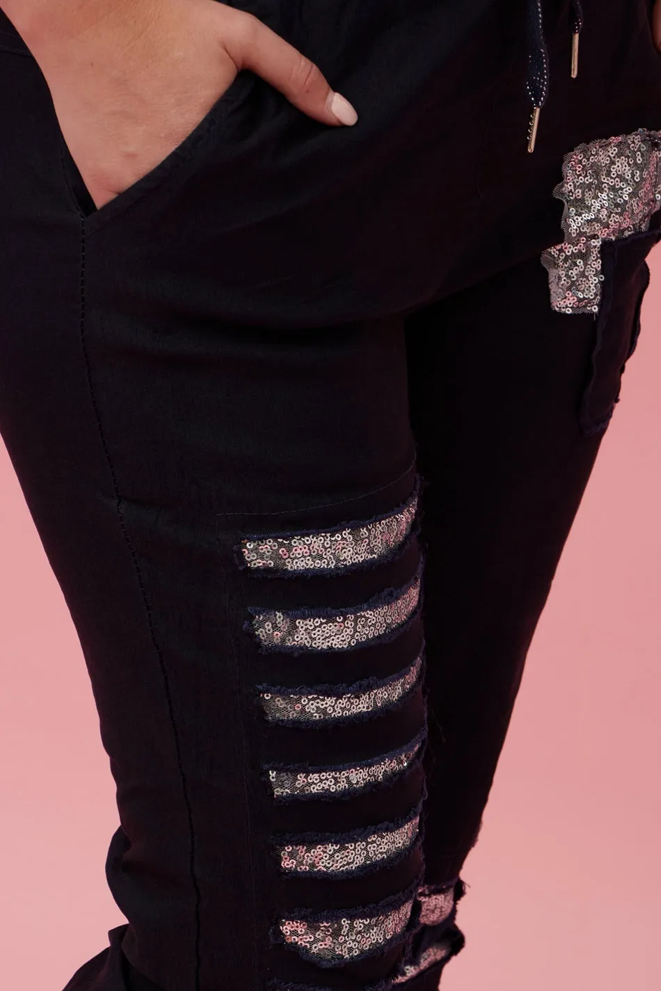 AIDA SEQUIN PATCH JOGGERS