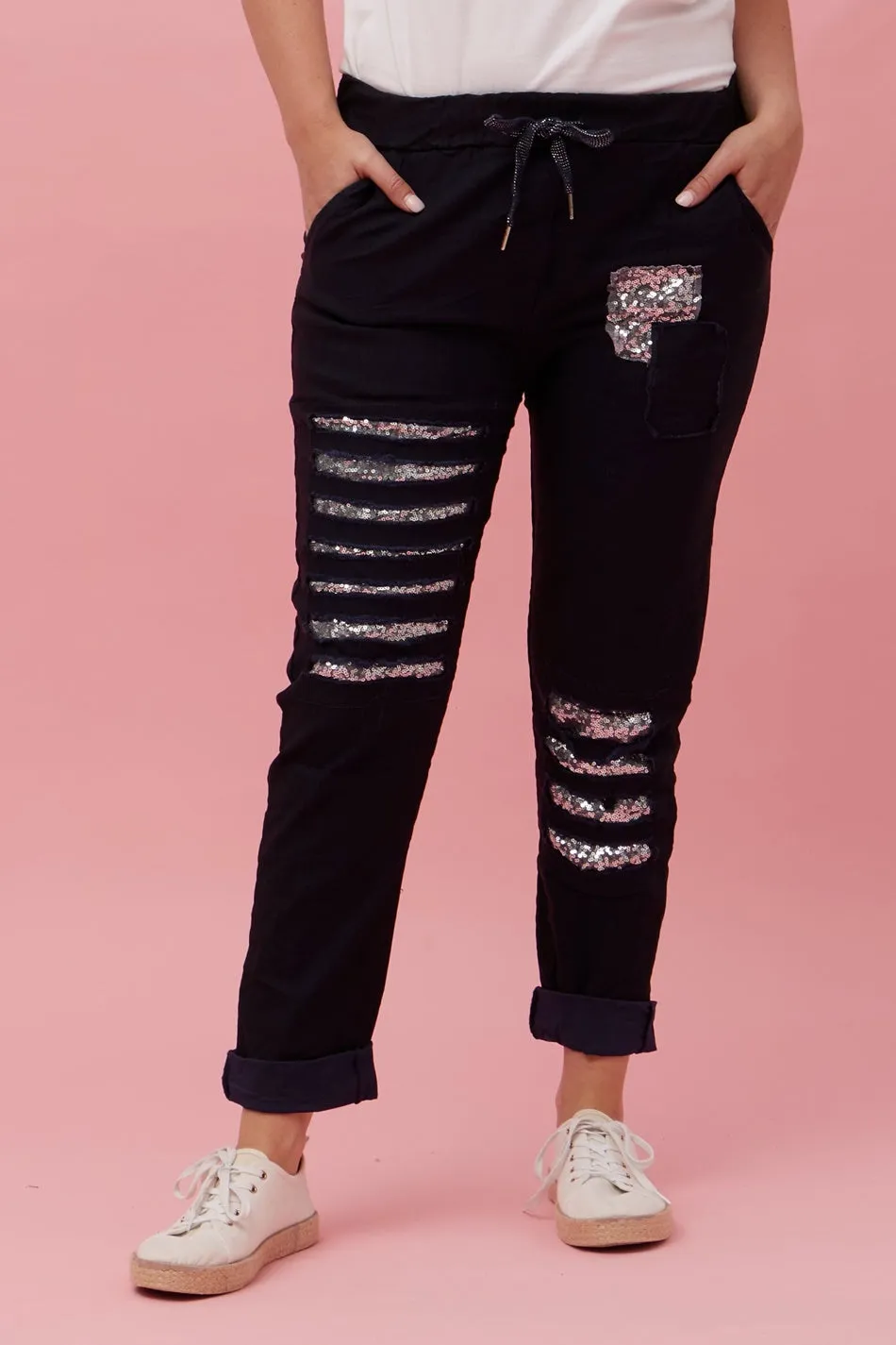 AIDA SEQUIN PATCH JOGGERS