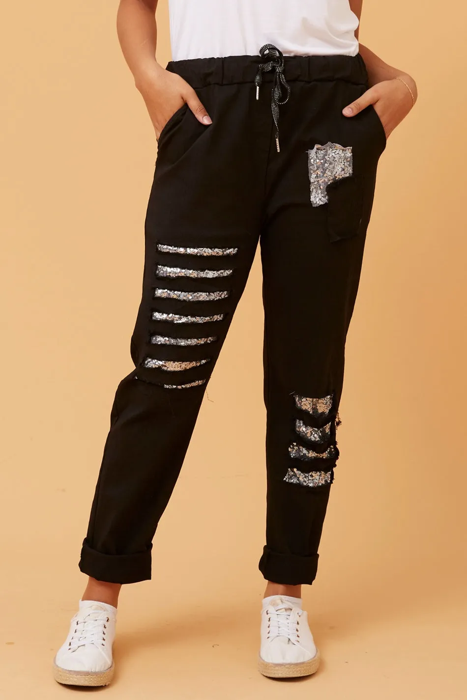 AIDA SEQUIN PATCH JOGGERS