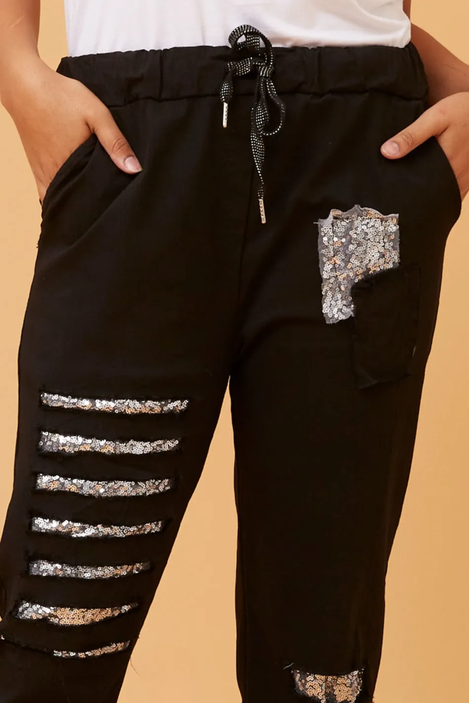 AIDA SEQUIN PATCH JOGGERS