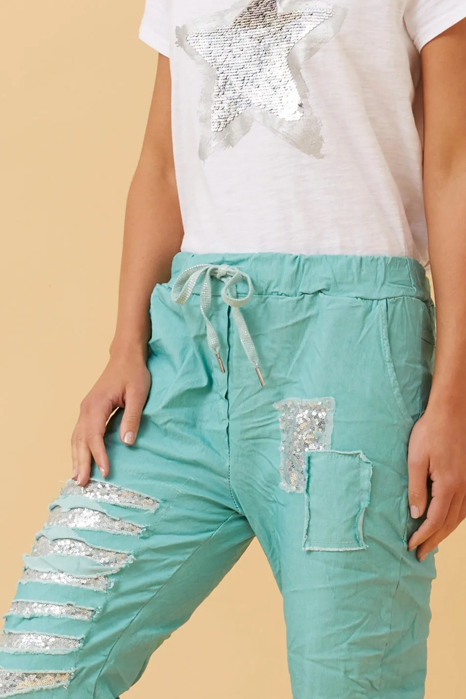 AIDA SEQUIN PATCH JOGGERS