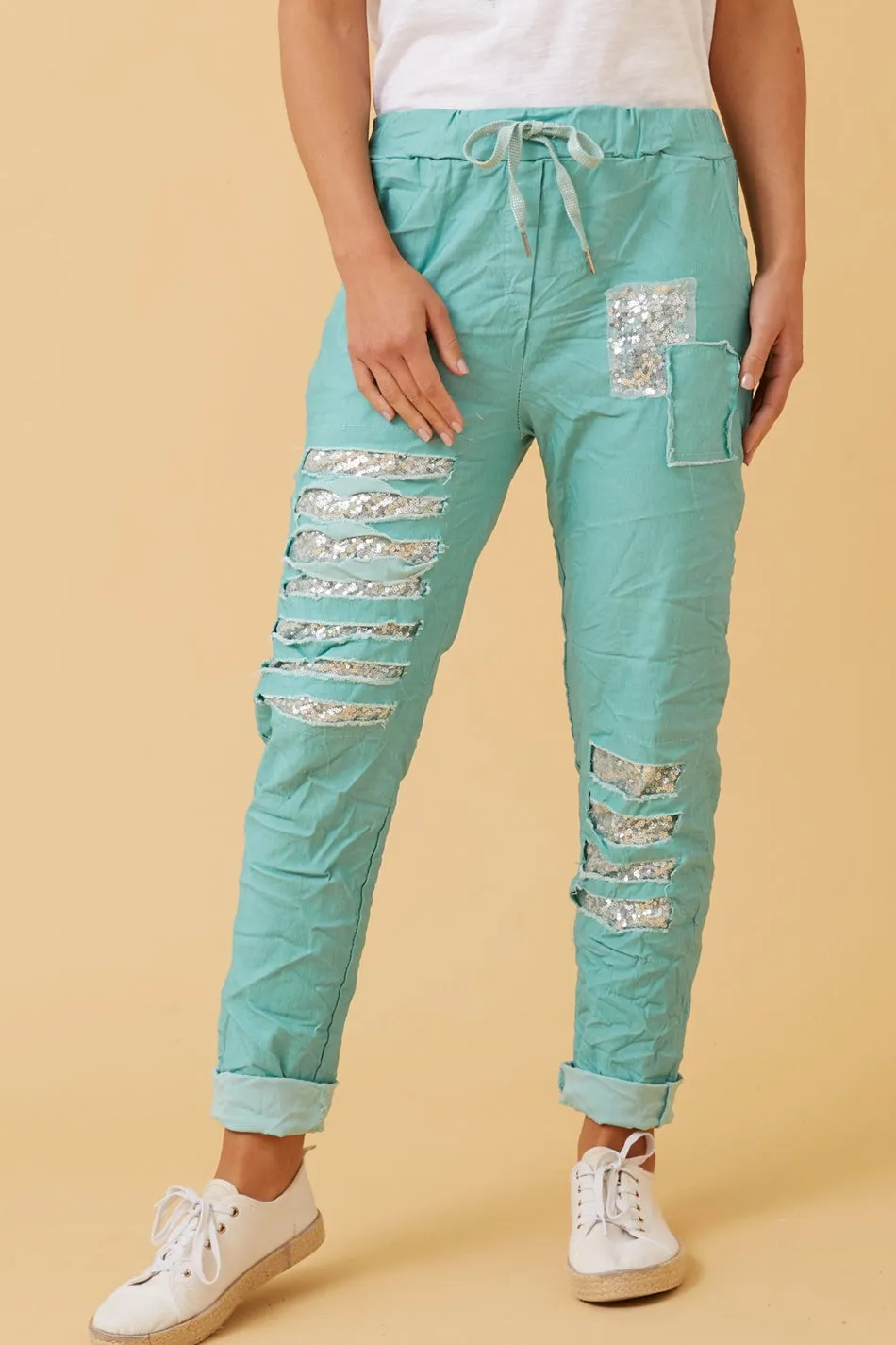 AIDA SEQUIN PATCH JOGGERS