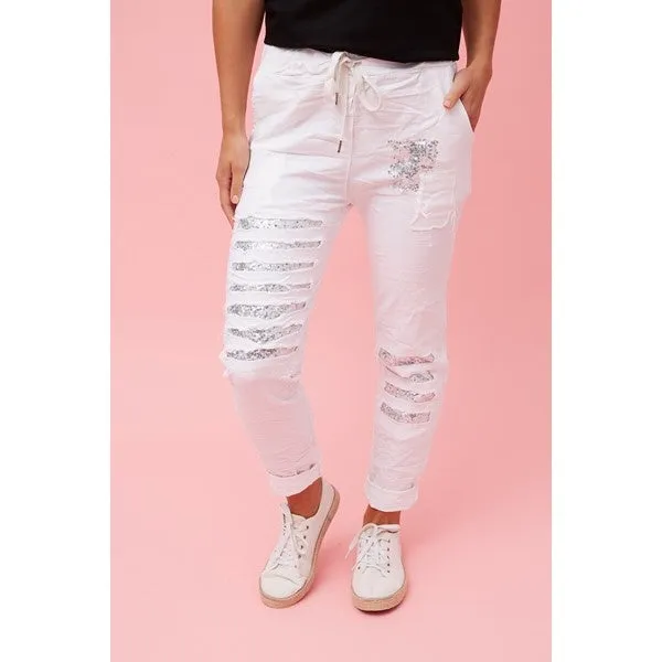 AIDA SEQUIN PATCH JOGGERS