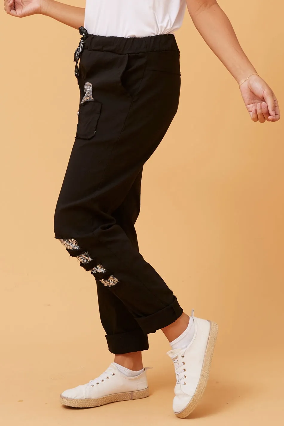 AIDA SEQUIN PATCH JOGGERS