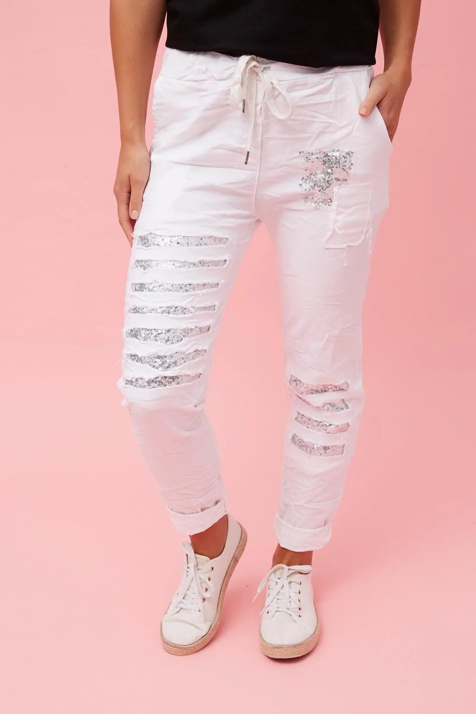 AIDA SEQUIN PATCH JOGGERS