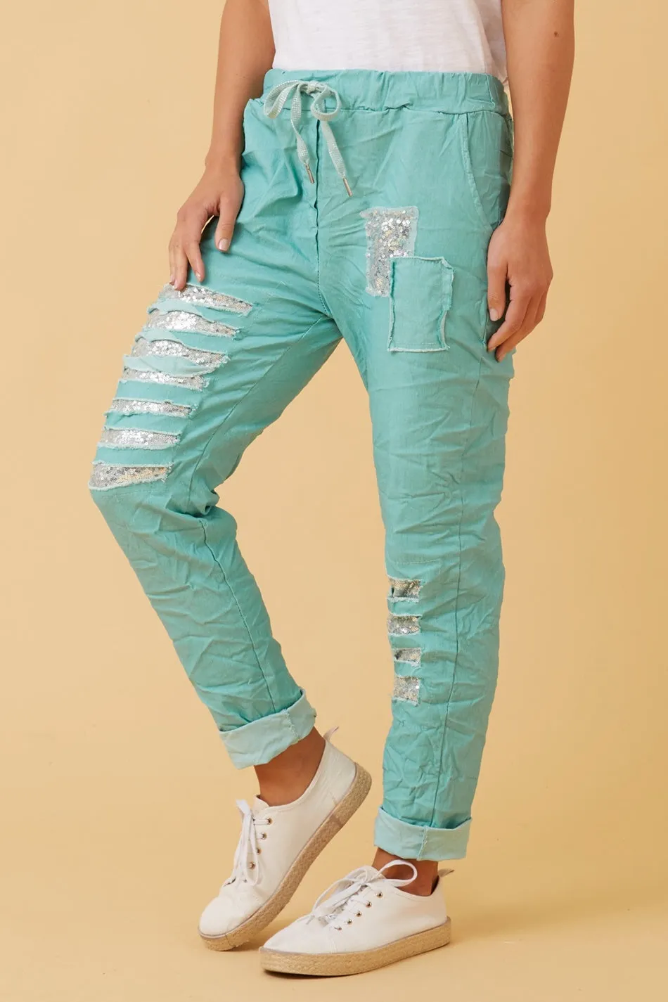 AIDA SEQUIN PATCH JOGGERS