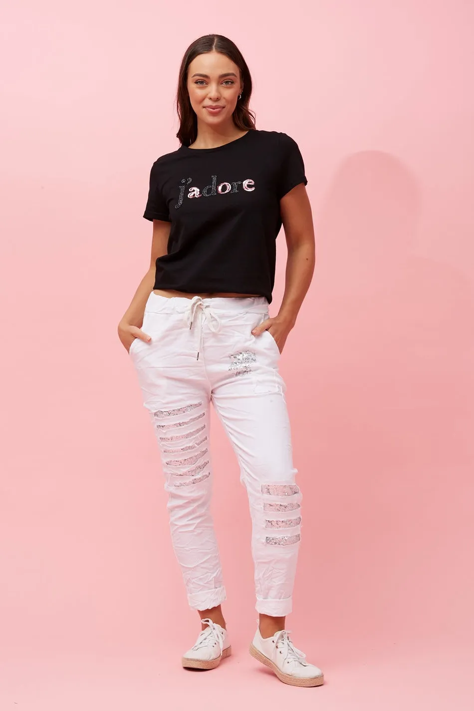 AIDA SEQUIN PATCH JOGGERS