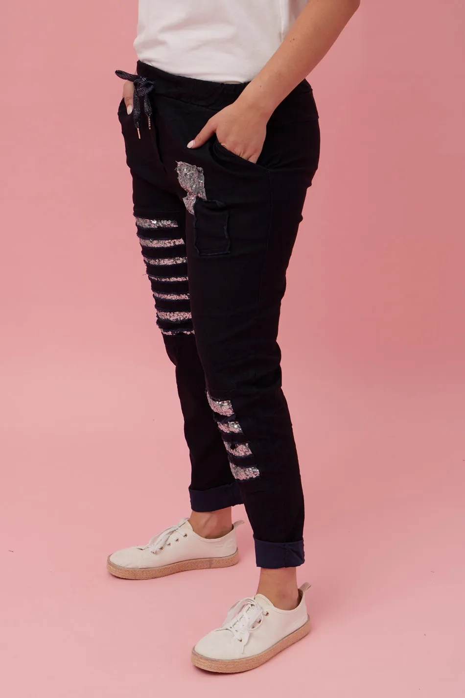 AIDA SEQUIN PATCH JOGGERS