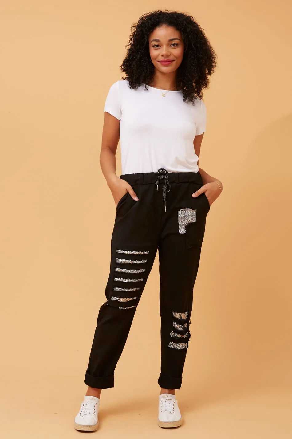 AIDA SEQUIN PATCH JOGGERS