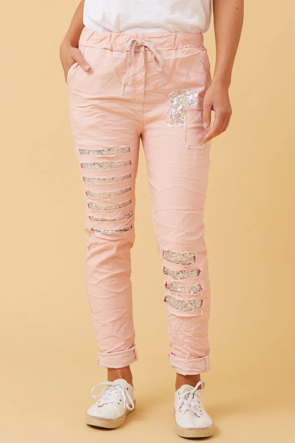 AIDA SEQUIN PATCH JOGGERS