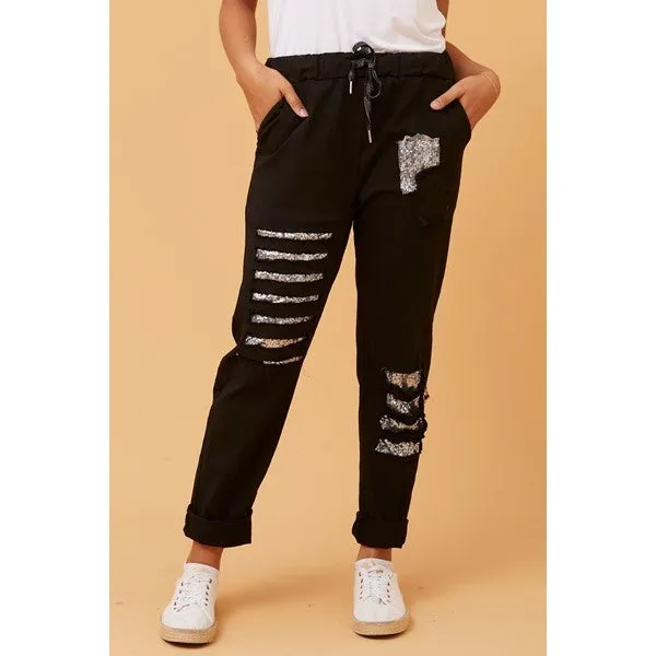 AIDA SEQUIN PATCH JOGGERS