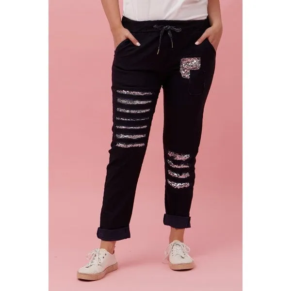 AIDA SEQUIN PATCH JOGGERS