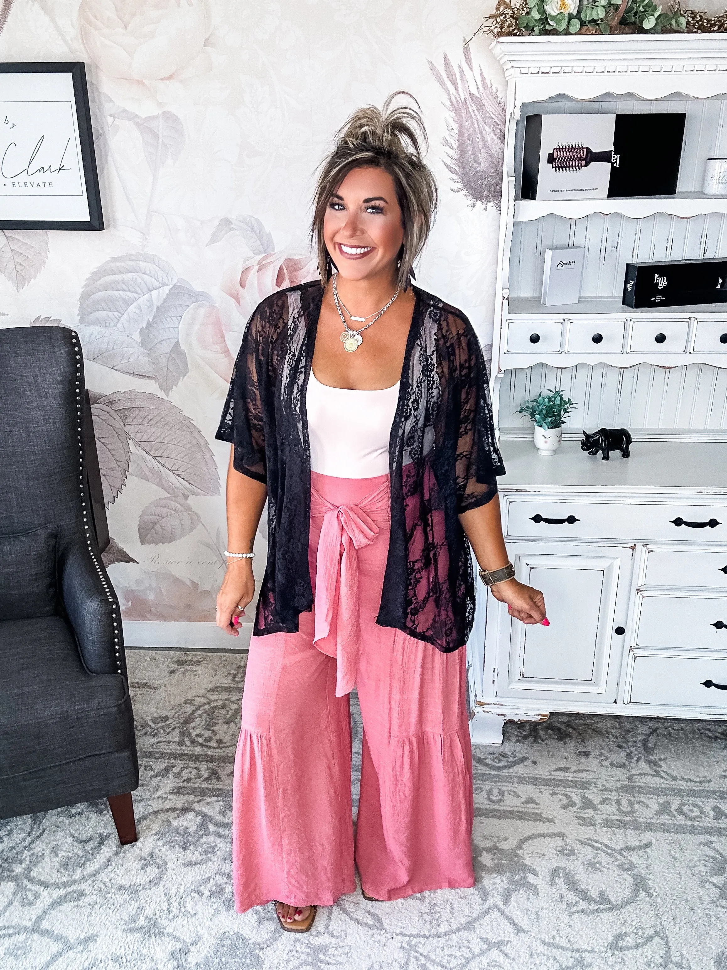 Ampersand Avenue Tiered Boho Pants - Pink