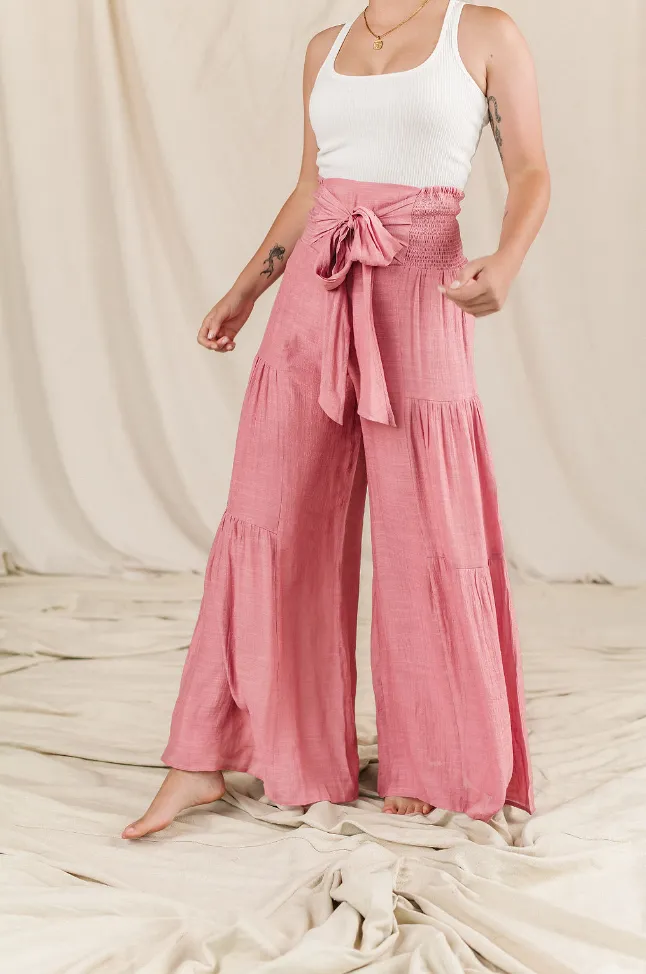 Ampersand Avenue Tiered Boho Pants - Pink