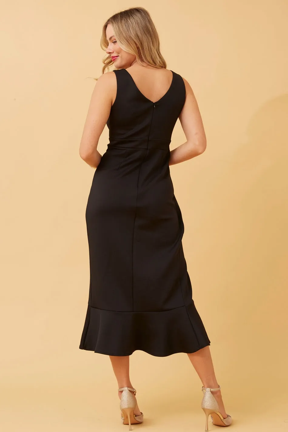 ARIELLE SCUBA MIDI DRESS