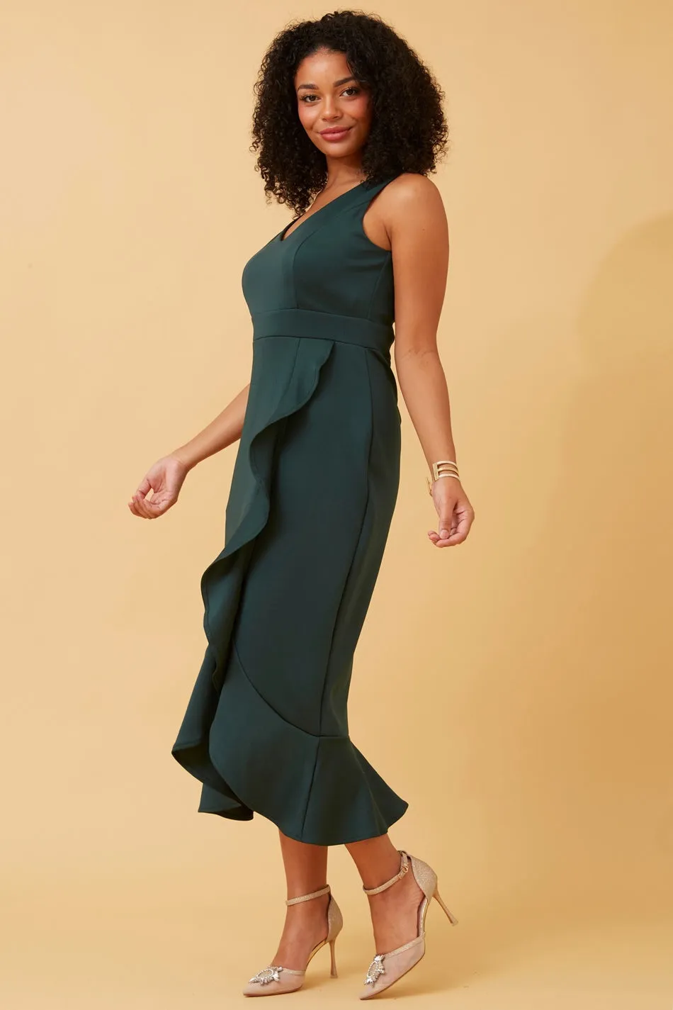 ARIELLE SCUBA MIDI DRESS