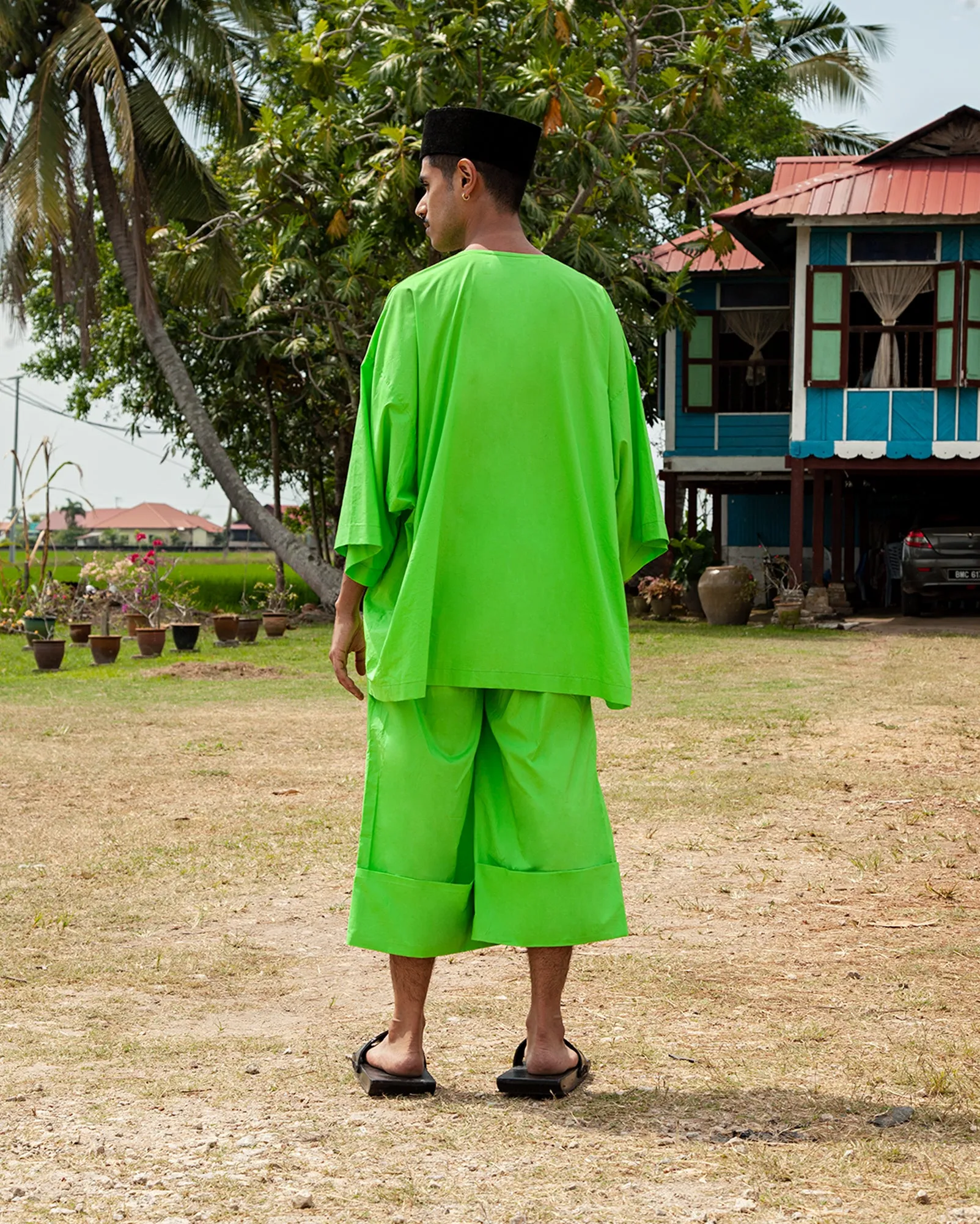 Baju Melayu Pendek (Neon Green)