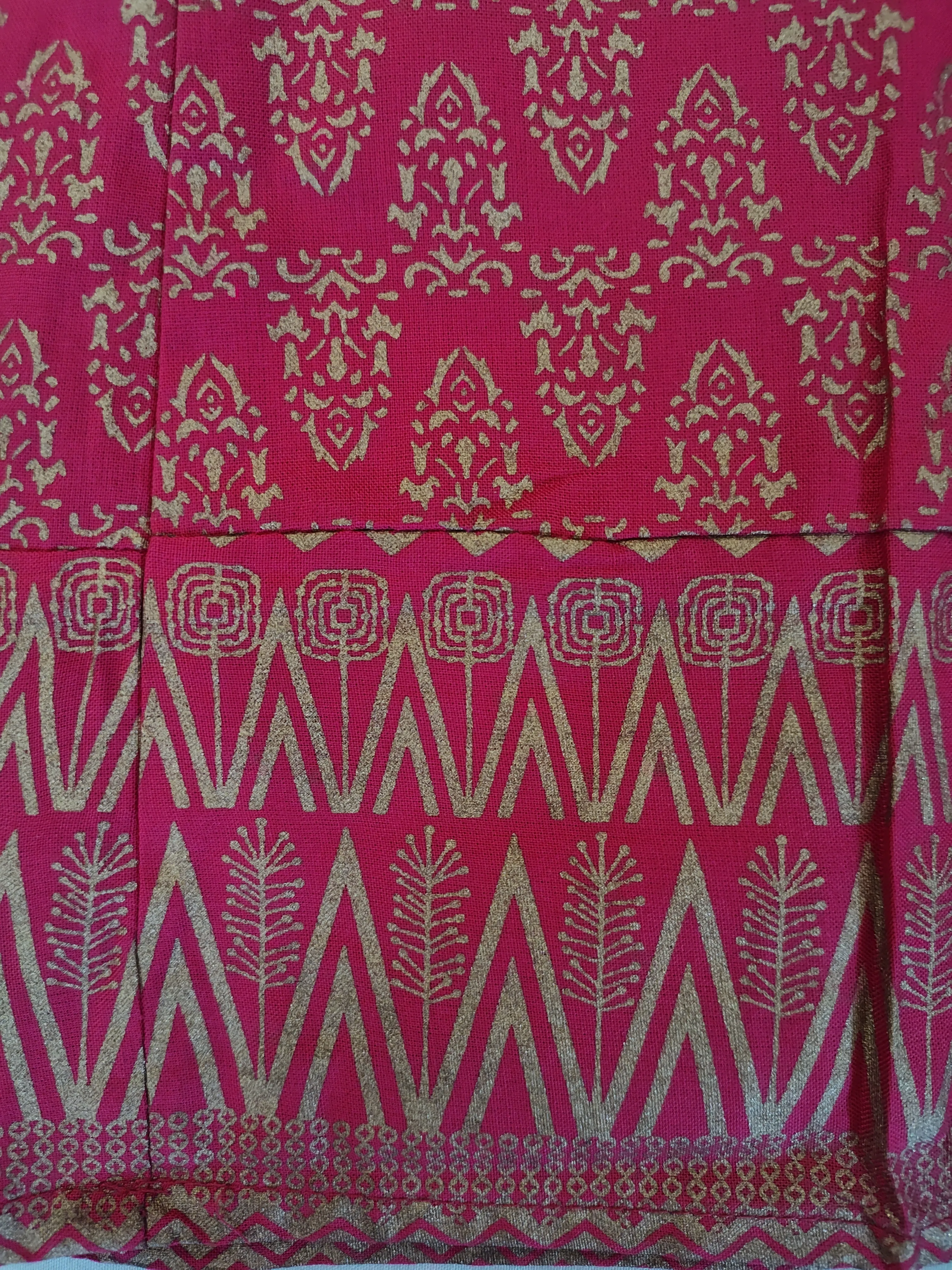 Beautiful Pink Palazzo With Golden Myka Print