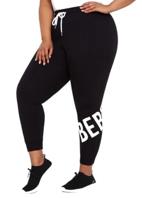 BeBe Sport Plus Women's Logo Band Jogger, Black, 1X