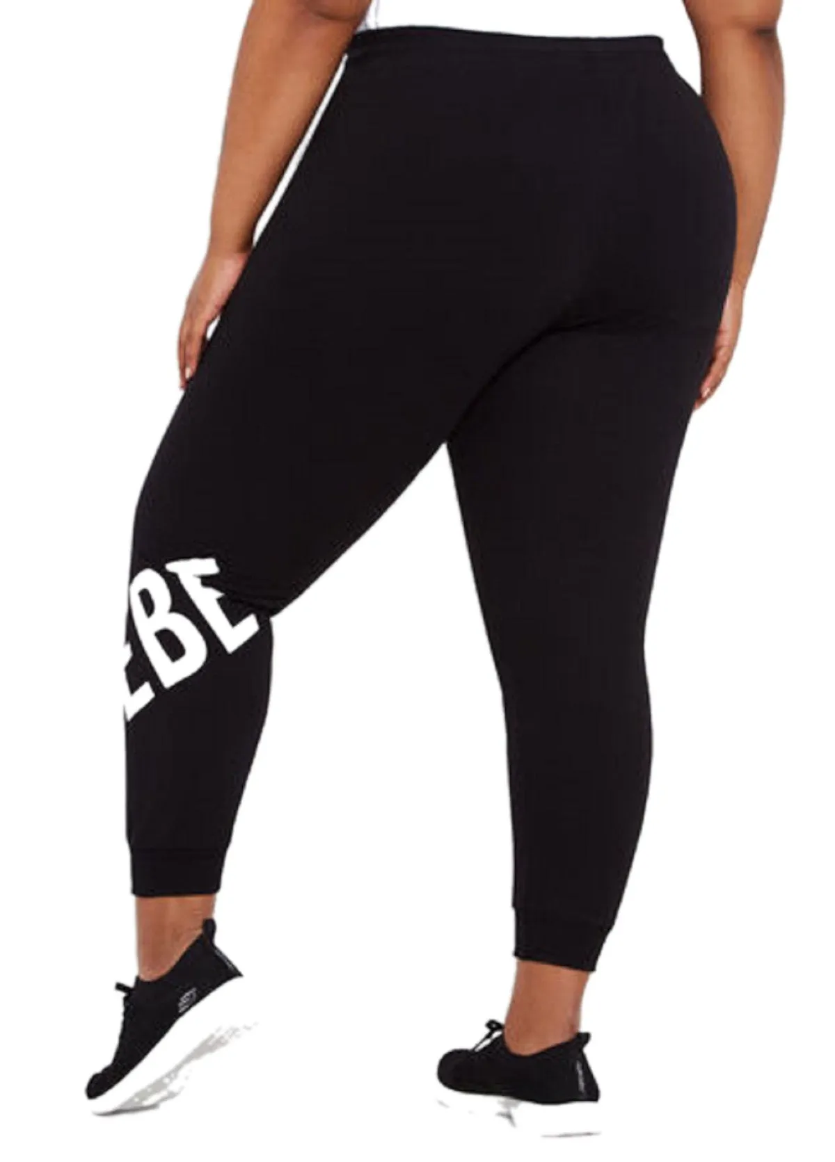 BeBe Sport Plus Women's Logo Band Jogger, Black, 1X