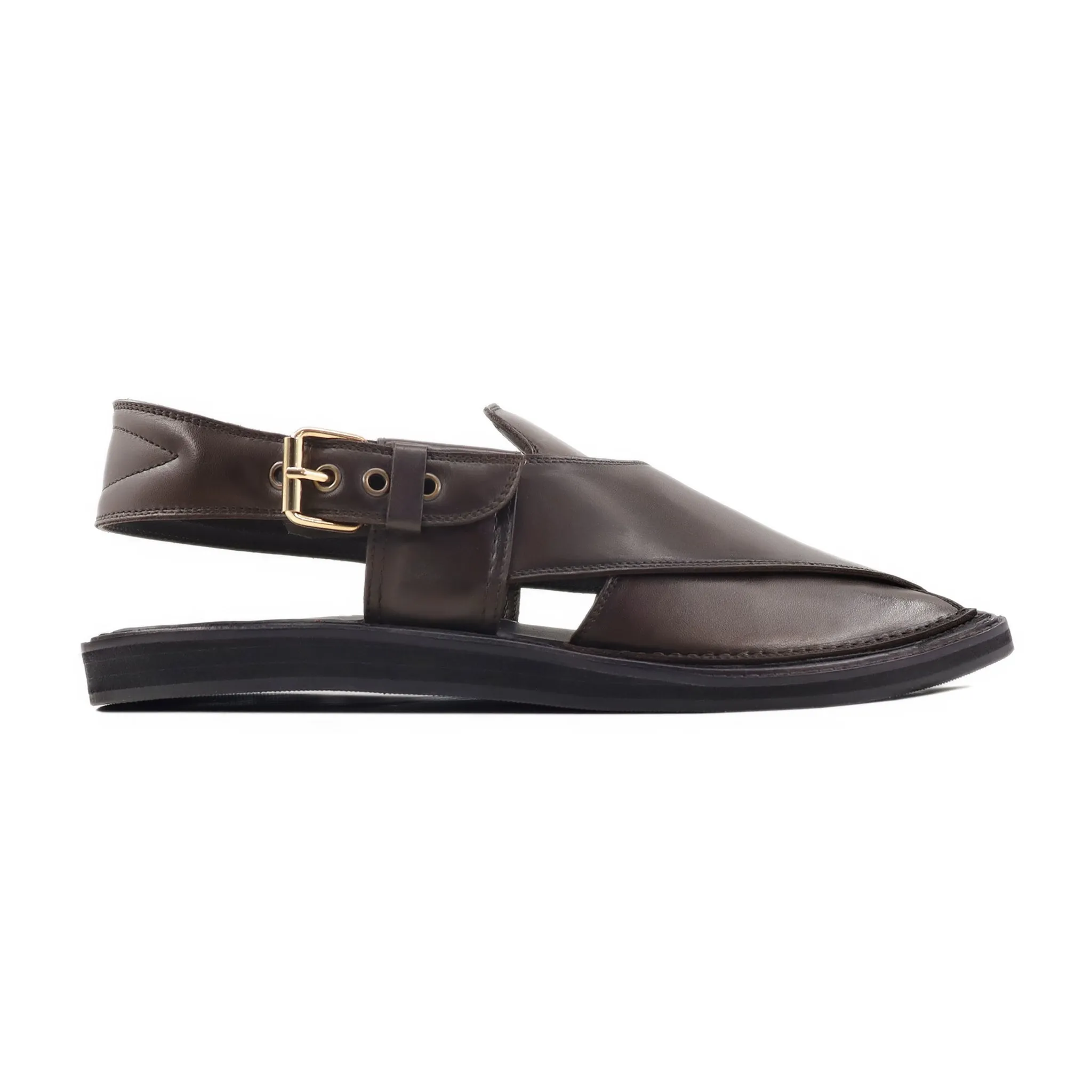 Bessie - Men's Dark Brown Calf Leather Sandal