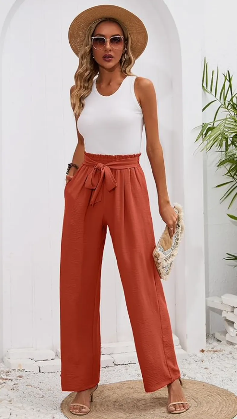 Bianca High Waisted Pants | Terracotta