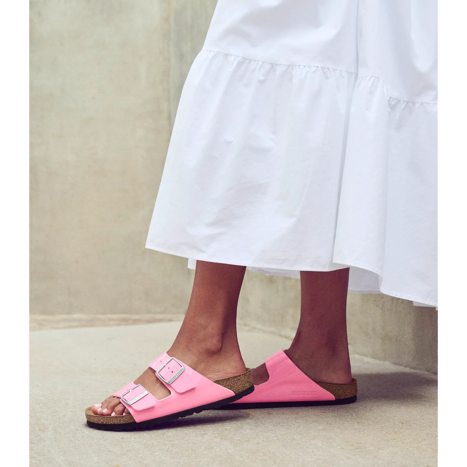 Birkenstock Arizona Narrow Sandal (Women) - Patent Candy Pink Birko-Flor