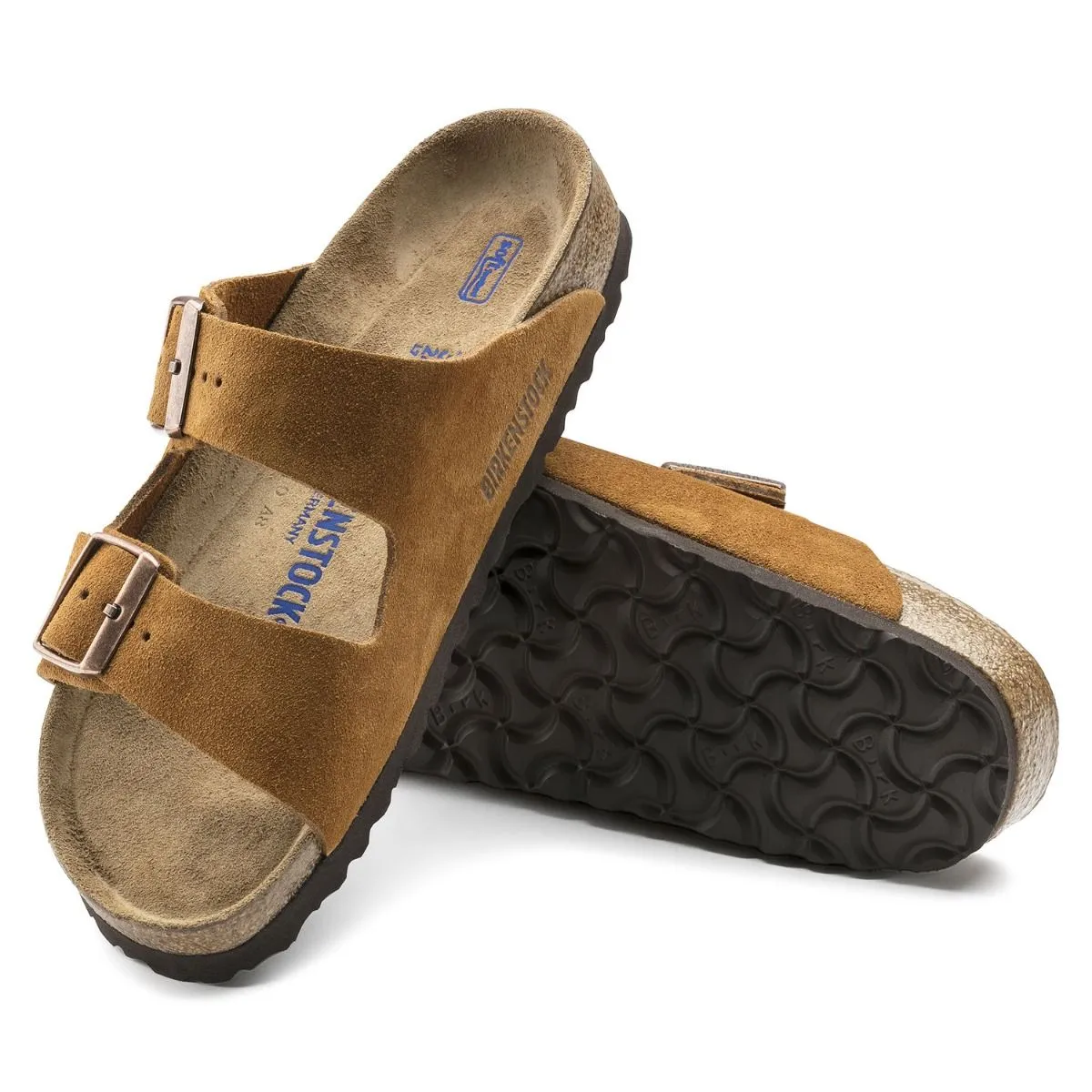 Birkenstock Arizona Suede Leather Mink Soft Footbed Sandals