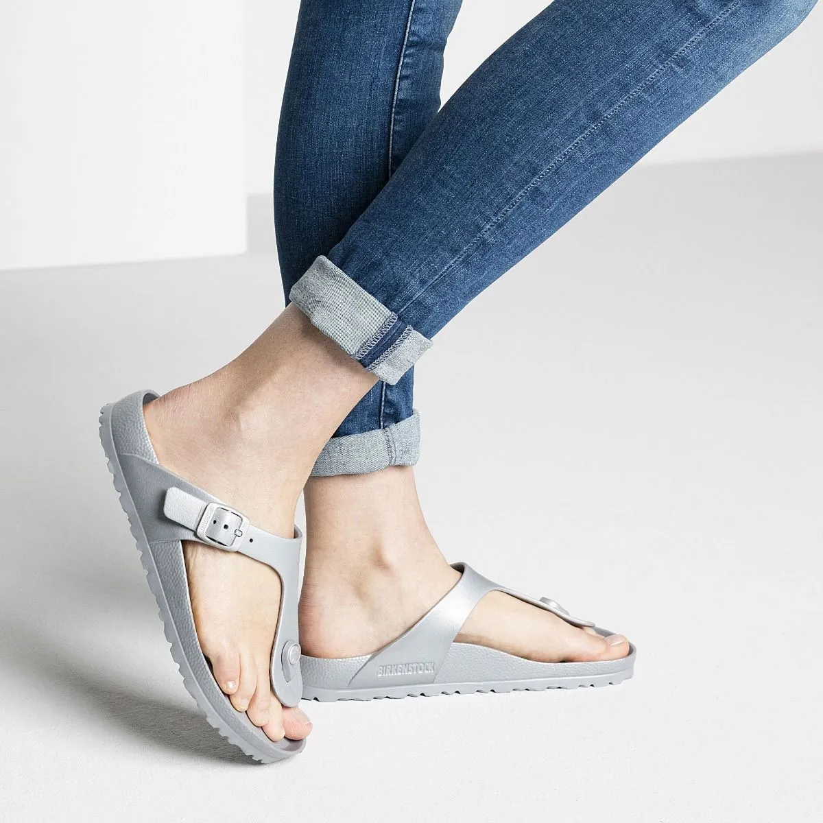 Birkenstock Gizeh EVA Metallic Silver Sandals