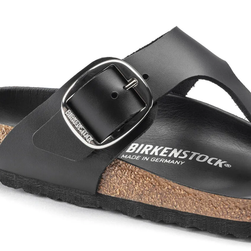 Birkenstock Women's Gizeh Big Buckle Oiled Leather (Black - Regular Fit)