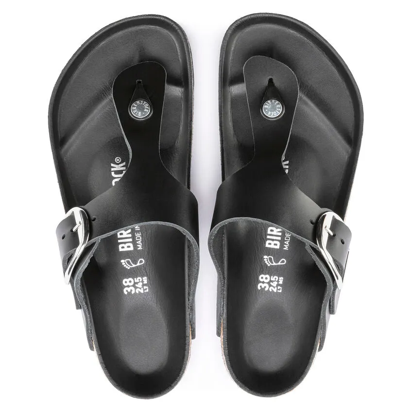 Birkenstock Women's Gizeh Big Buckle Oiled Leather (Black - Regular Fit)