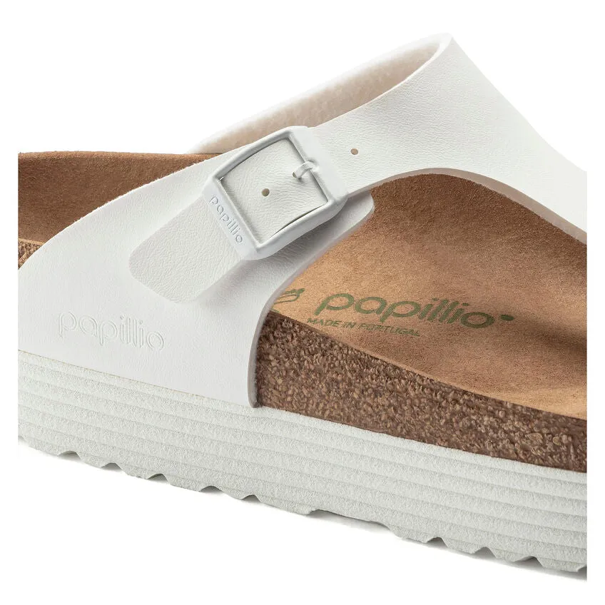 Birkenstock Women's Gizeh Platform Vegan Birko-Flor (White - Wide Fit)