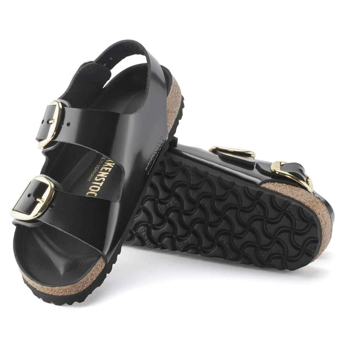 Birkenstock Women's Milano Big Buckle High Shine Black Leather