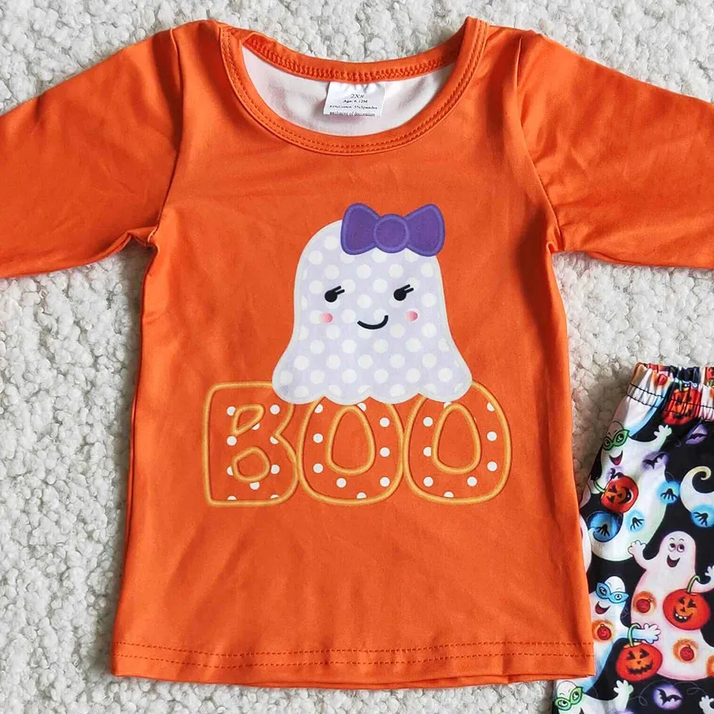 BOO! Bow Ghost Cutie Autumn Halloween Bell Bottom Pants Outfit