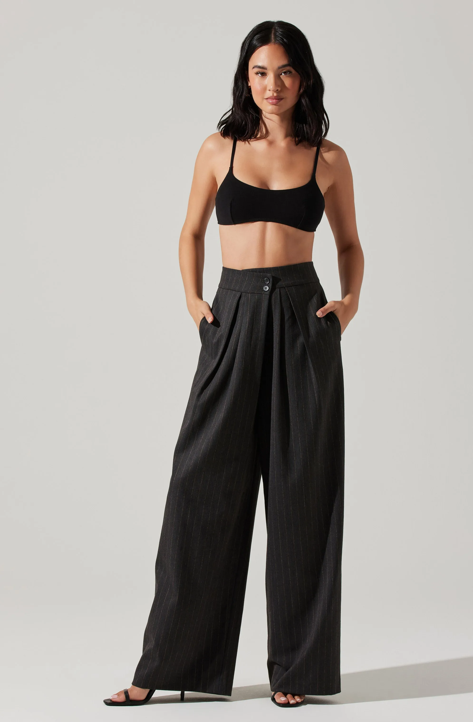 Boyfriend Pleated Criss-Cross Waist Pants