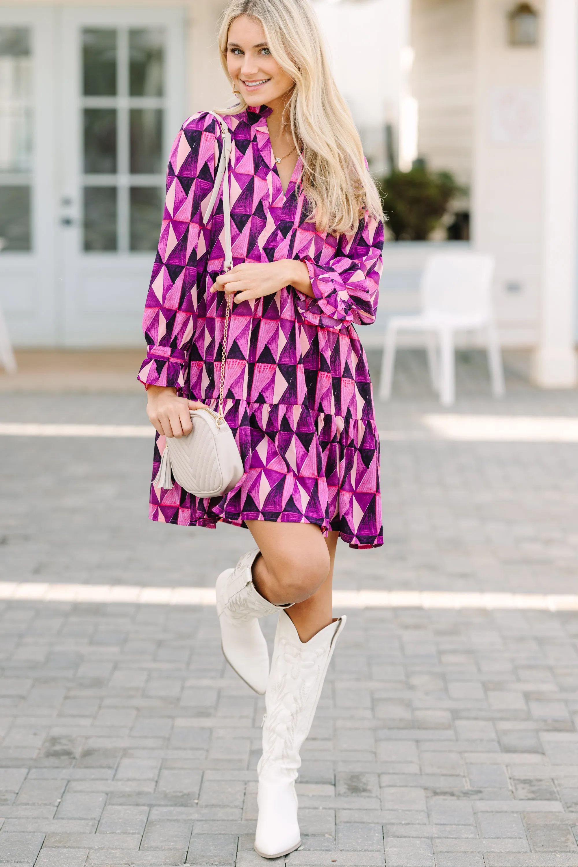 Can't Go Back Magenta Purple Abstract Dress