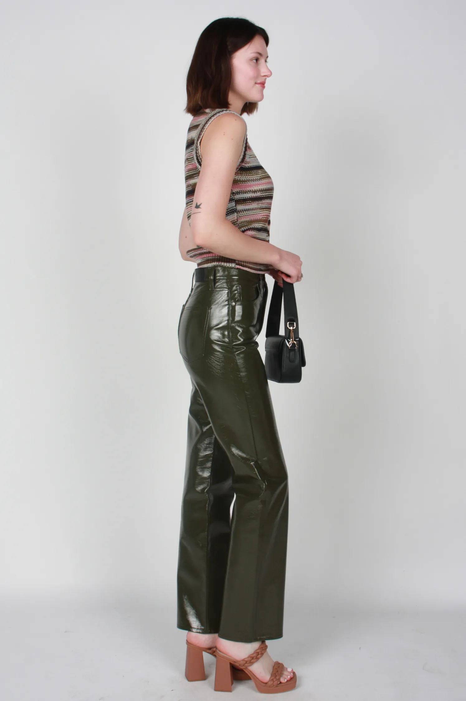 Cassie Super High Rise Straight - Olive Vinyl