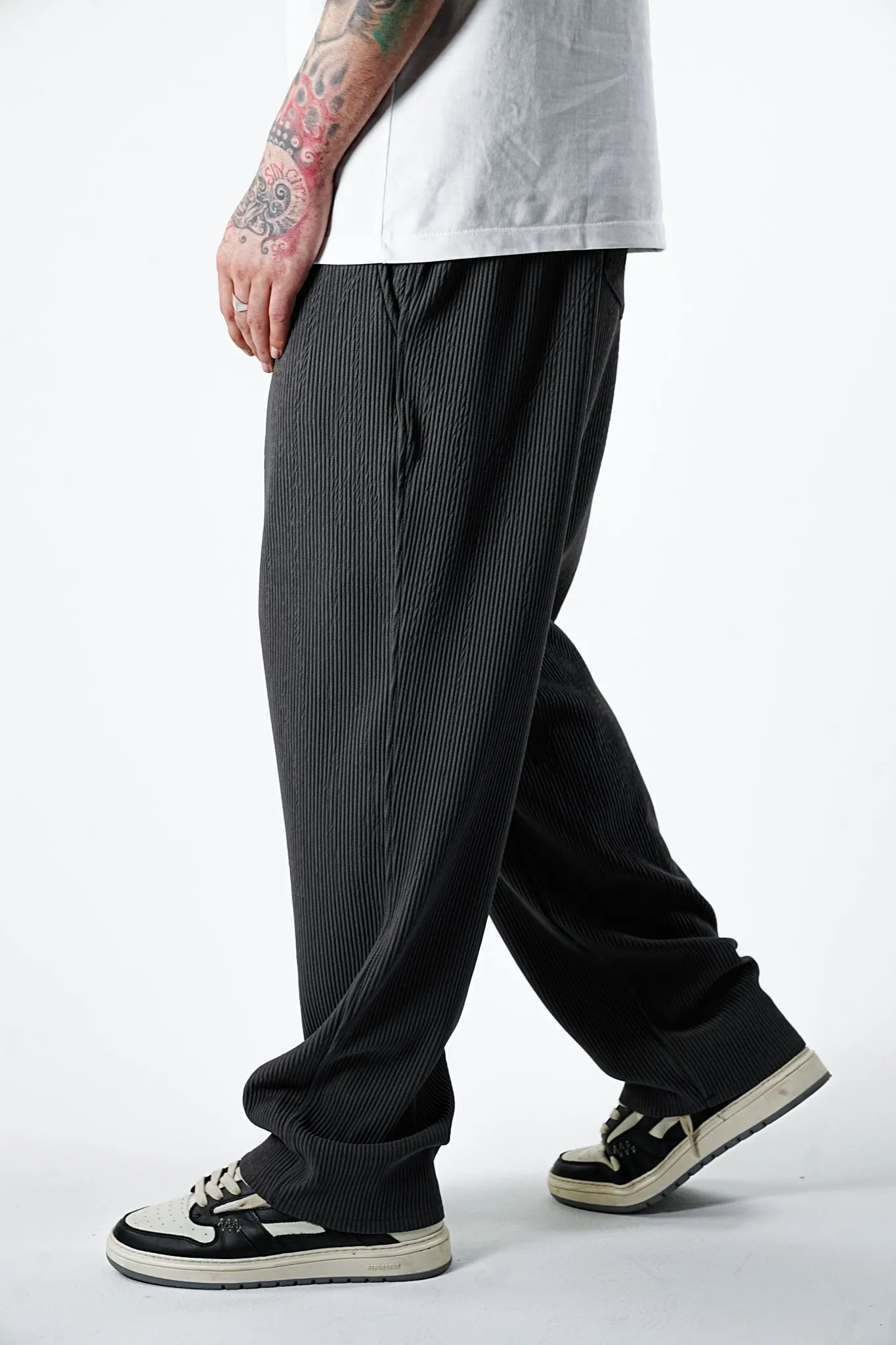 Cords Ash Grey Wide Fit Pants