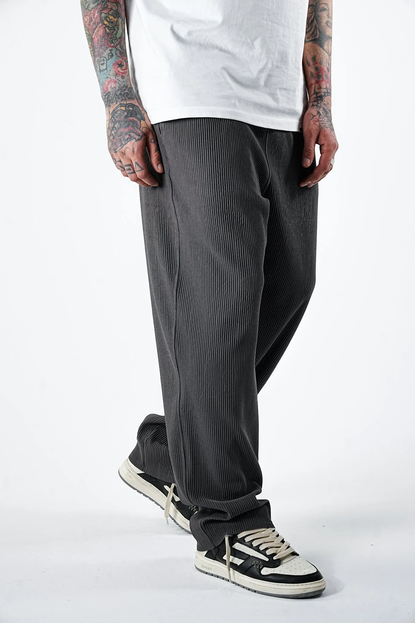 Cords Ash Grey Wide Fit Pants