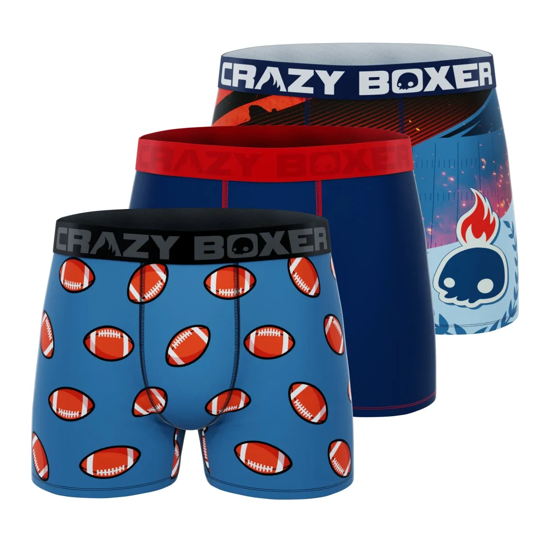 CRAZYBOXER Sport Football Men's Boxer Briefs (3 Pack)