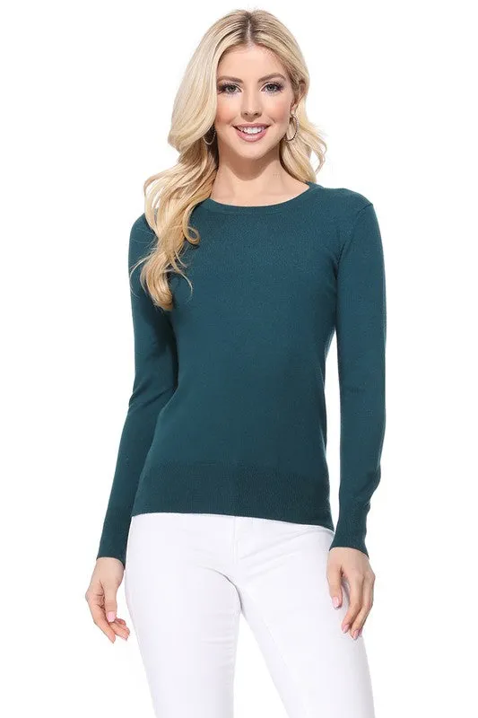 Crew Neck Long Sleeve Light Basic Casual Knit Top