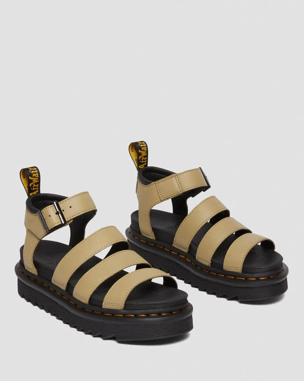 Dr. Martens Women's BLAIRE PISA LEATHER STRAP SANDALS (Pale Olive)