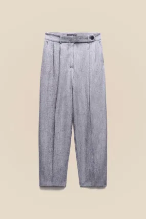 Grey Modern Pleat Closure Pants