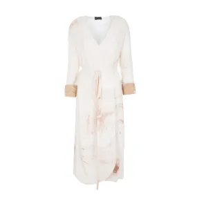 Hand Marbled Wrap Around Dress - Beige