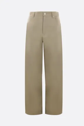 high-waisted straight-leg gabardine pants