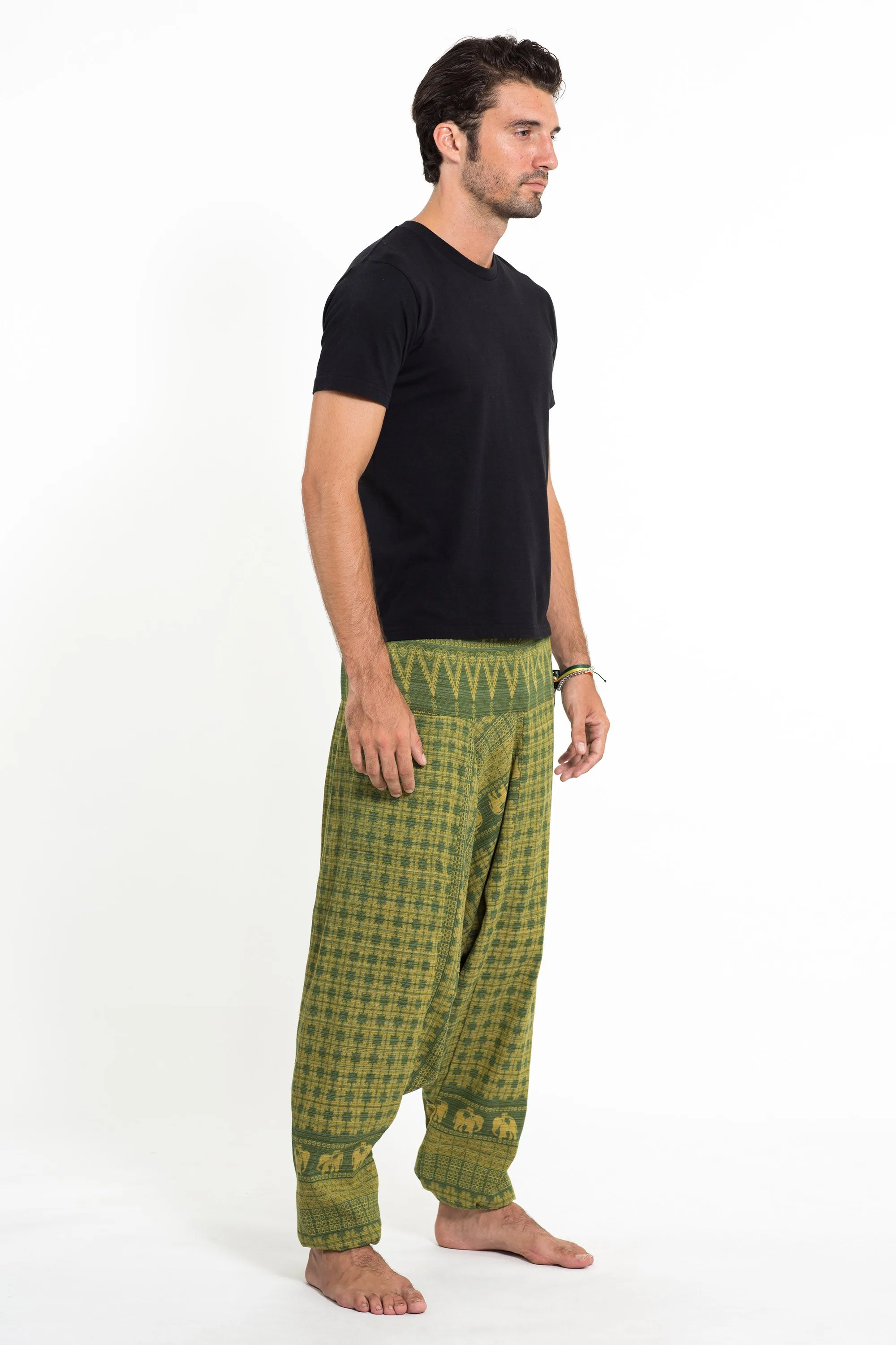 Hill Tribe Elephant Men's Elephant Pants in Green